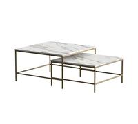 Vicco Conjunto de mesas de Centro Ramio, Blanco/Oro, 80 x 80 cm