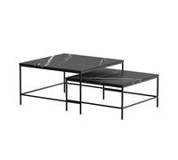 Vicco Conjunto de mesas de Centro Ramio, Mármol Negro, 80 x 80 cm | 2 partes, para uso flexible como superficie de apoyo o mesas auxiliares