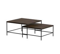Vicco Conjunto de mesas de Centro Ramio, Roble rústico/Negro, 80 x 80 cm | 2 partes, para uso flexible como superficie de apoyo o mesas auxiliares