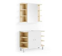 Vicco Conjunto de Muebles de baño Aquis, Blanco 79.6 cm | 2 piezas · Mueble de lavabo · Armario espejo