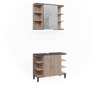 Vicco Conjunto de Muebles de baño Aquis, Sonoma, 79.6 cm, Compuesto por Espejo de baño y Mueble bajo Lavabo