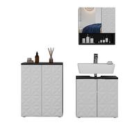 Vicco Conjunto de Muebles de baño Edge, Negro, 60 cm, Compuesto por Mueble bajo Lavabo, Armario con Espejo y Armario Mediano