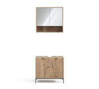 Vicco Conjunto de Muebles de baño Eliza, Roble Vikingo, 70 cm, Compuesto por Espejo de baño y Mueble bajo Lavabo