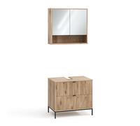 Vicco Conjunto de Muebles de baño Eliza, Roble Vikingo, 70 cm, Compuesto por Espejo de baño y Mueble bajo Lavabo