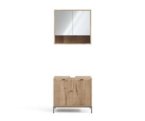 Vicco Conjunto de Muebles de baño Eliza, Roble Vikingo, 70 cm, Compuesto por Espejo de baño y Mueble bajo Lavabo