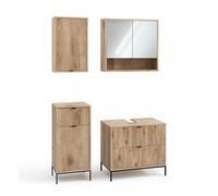 Vicco Conjunto de Muebles de baño Eliza, Roble Vikingo, 70 cm, Compuesto por Mueble bajo Lavabo, Espejo, Columna Alta y Columna Media
