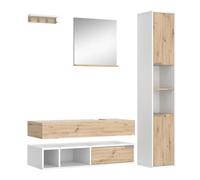 Vicco Conjunto de Muebles de baño Henri, Blanco, 100 cm, Compuesto por Espejo, Estante, Armario Alto, encimera y Estante de Lavabo