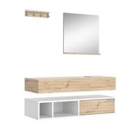 Vicco Conjunto de Muebles de baño Henri, Blanco, 100 cm, Compuesto por Mueble bajo Lavabo, Armario con Espejo y Armario Mediano