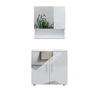 Vicco Conjunto de Muebles de baño Irma, Blanco Alto Brillo con Inserciones, 80 cm, Compuesto por Espejo de baño y Mueble bajo Lavabo