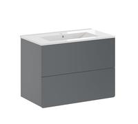 Vicco Conjunto de Muebles de baño Izan, Gris, 80 cm, Compuesto por Mueble bajo de baño y Lavabo