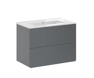 Vicco Conjunto de Muebles de baño Izan, Gris, 80 cm, Compuesto por Mueble bajo de baño y Lavabo