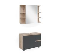 Vicco Conjunto de Muebles de baño J-Shape, Sonoma/Antracita, 2 Partes