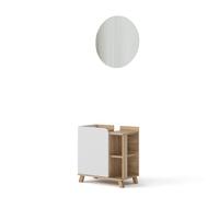 Vicco Conjunto de Muebles de baño Karen, Sonoma/Blanco, 60 cm, Compuesto por Espejo de baño y Mueble bajo Lavabo