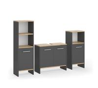 Vicco Conjunto de Muebles de baño Karli, Antracita/Roble Dorado, 131.4 cm