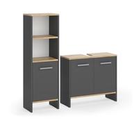 Vicco Conjunto de Muebles de baño Karli, Antracita/Roble Dorado, 63.8 cm, Compuesto por Mueble bajo para Lavabo y Columna de baño