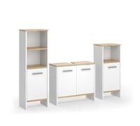 Vicco Conjunto de Muebles de baño Karli, Roble Blanco/Dorado, 131.4 cm