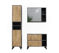 Vicco Conjunto de Muebles de baño Leano, Antracita/Roble de montaña, 80 cm, Juego 3