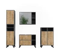 Vicco Conjunto de Muebles de baño Leano, Antracita/Roble de montaña, 80 cm, Juego 4