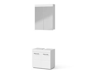 Vicco Conjunto de Muebles de baño Luna, Blanco, 60 cm, Compuesto por Espejo de baño y Mueble bajo Lavabo