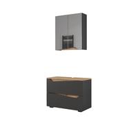 Vicco Conjunto de Muebles de baño Marelle, Antracita, 80 cm, Compuesto por Espejo de baño y Mueble bajo Lavabo