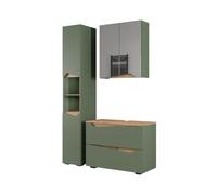 Vicco Conjunto de Muebles de baño Marelle, Verde/Artesano, 3 Piezas con Armario Alto
