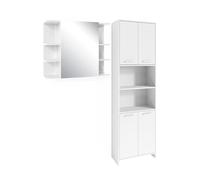 Vicco Conjunto de Muebles de baño Maris, Blanco, 2 Piezas, con Mueble Alto y Mueble con Espejo de baño, Compuesto por Armario Alto y Armario con Espejo