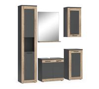 Vicco Conjunto de Muebles de baño Niko, Antracita/Roble Vikingo, Juego Completo