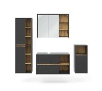 Vicco Conjunto de Muebles de baño Viola, Antracita, 100 cm, Compuesto por Mueble bajo Lavabo, Espejo, Columna Alta y Columna Media