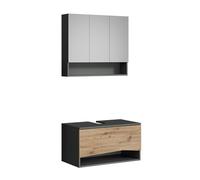 Vicco Conjunto de Muebles de baño Willow, Artesano, 80 cm, Compuesto por Espejo de baño y Mueble bajo Lavabo