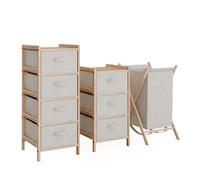 Vicco Conjunto de Muebles de Cuarto de baño Bruno, Beige | 3 piezas · Cómoda grande · Cómoda pequeña · Cesto para la ropa