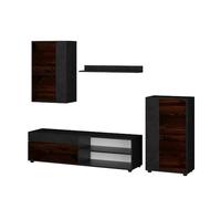 Vicco Conjunto de salón Berno, Marrón, Juego de 4, Apto para almacenar Dispositivos Multimedia y Accesorios