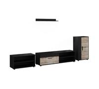 Vicco Conjunto de salón Berno, Negro/Roble Arena, Juego de 4 Piezas
