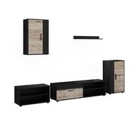 Vicco Conjunto de salón Berno, Negro/Roble Arena, Juego de 5 Piezas