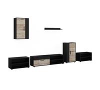 Vicco Conjunto de salón Berno, Negro/Roble Arena, Juego de 6 Piezas