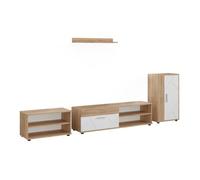 Vicco Conjunto de salón Berno, Roble Dorado/Blanco, Juego de 4 Piezas