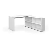 Vicco Escritorio de Esquina FlexPlus, Blanco, 137 x 60 cm, con Estante Abierto y Posibilidad de colocación Variable