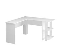 Vicco Escritorio de Esquina Nikita, Blanco, 140 x 140 cm, con estantes Abiertos para Opciones de Almacenamiento Flexibles