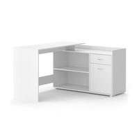Vicco Escritorio esquinero Noira, Blanco, 135 x 77 cm | con cajón, apto para montaje en esquina izquierda o derecha