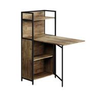 Vicco Escritorio Savio, Roble rústico, 30-100 x 57 cm | con tablero de mesa plegable, utilizable como mesa abatible de pared con estantes