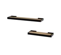 Vicco Estante de Pared Erni, Negro/Roble, 60 x 3 cm Lote de 2, para almacenar y presentar Objetos