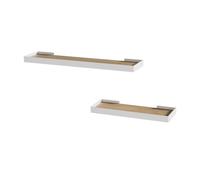 Vicco Estante de Pared Erni, Roble Blanco/Dorado, 60 x 3 cm Lote de 2, para almacenar y presentar Objetos