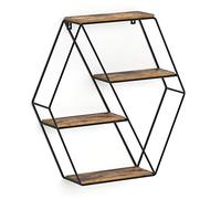 Vicco Estante de Pared Fyrk, Madera Antigua, 51 x 52 cm Forma de Esquina, para Montaje en Pared con Cuatro estantes Abiertos