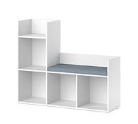 Vicco Estante Infantil Luigi, Blanco, 107.2 x 88.6 cm | con asiento acolchado y cuatro estantes abiertos