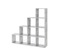 Vicco Estantería escalonada, Hormigón, 142.5 x 140 cm, utilizable como Separador de ambientes con diseño en Forma de Escalera