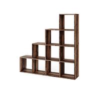Vicco Estantería escalonada, Madera Antigua, 142.5 x 140 cm, utilizable como Separador de ambientes con diseño en Forma de Escalera