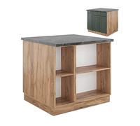 Vicco Isla de Cocina Fame-Line, Green-Gold Country/Gold Power Roble, 90 cm con cajón, sin encimera, Compatible con Otros módulos de la Serie Fame-Line