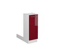 Vicco Isla de Cocina Fame-Line, Rojo Burdeos Alto Brillo, 30 cm | Frente de MDF · 1 Estante · Patas regulables en altura · Tiradores de metal · Cierre suave