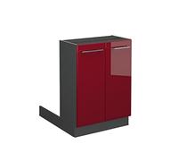 Vicco Isla de Cocina Fame-Line, Rojo Burdeos Alto Brillo/Antracita, 60 cm sin encimera