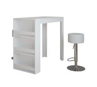 Vicco Juego de Mesa de Bar Repose, Blanco, 57 x 117 cm | con 2 taburetes de bar, utilizable como mesa alta para cocina o comedor