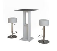 Vicco Juego de Mesa de Bar Repose, Blanco/Antracita, 65 x 65 cm con 2 taburetes de Bar